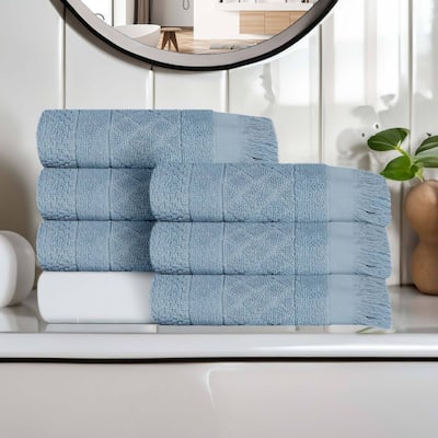 Superior Rolla Cotton Geometric Jacquard Plush Soft Hand Towel Set of 6