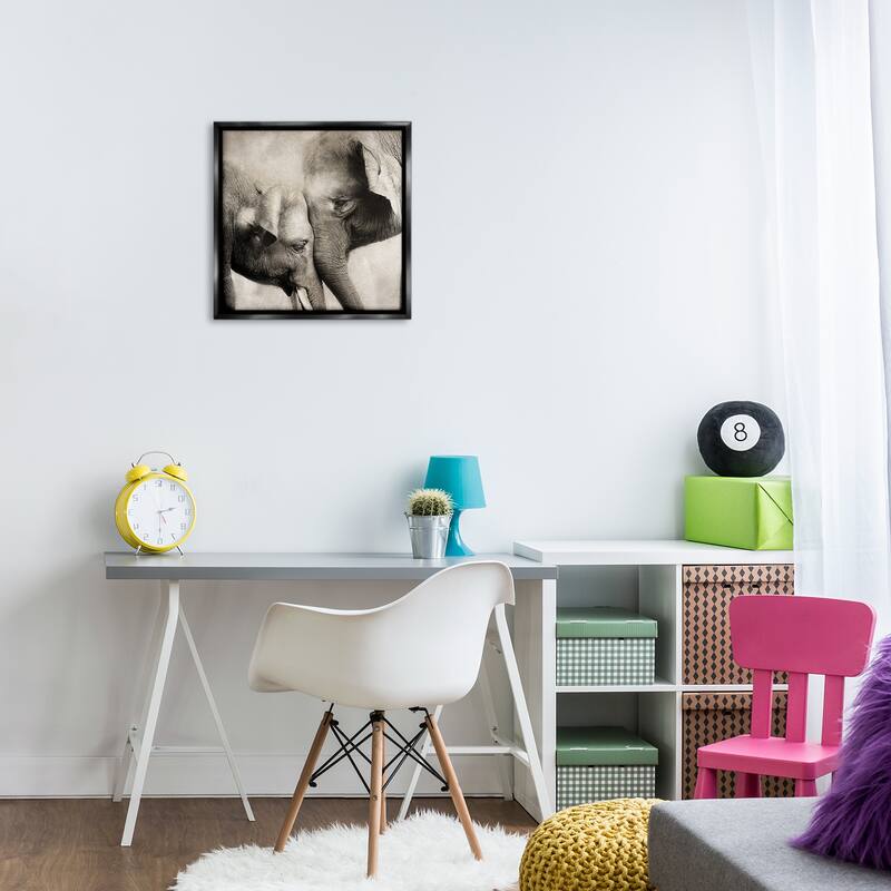 Stupell Elephant & Baby Hug Framed Floater Canvas Wall Art Design By CAD Designs