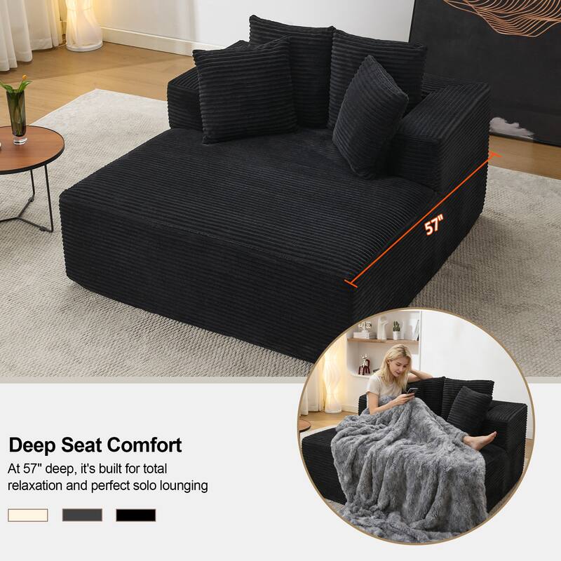 54" W Oversized Chaise Lounge Sofa Couch