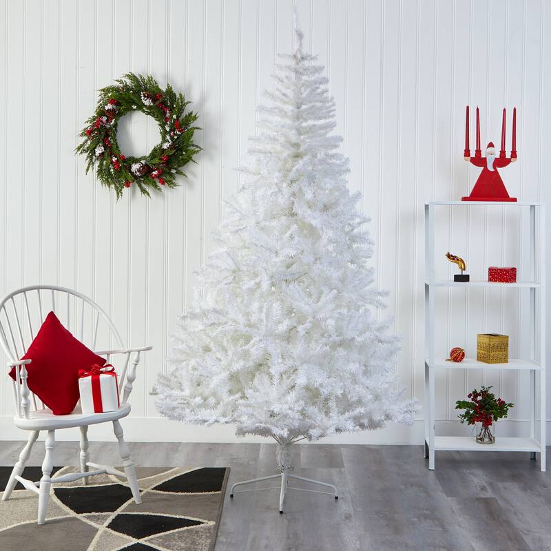 7' Snow White Artificial Christmas Tree, Unlit - 7 Foot