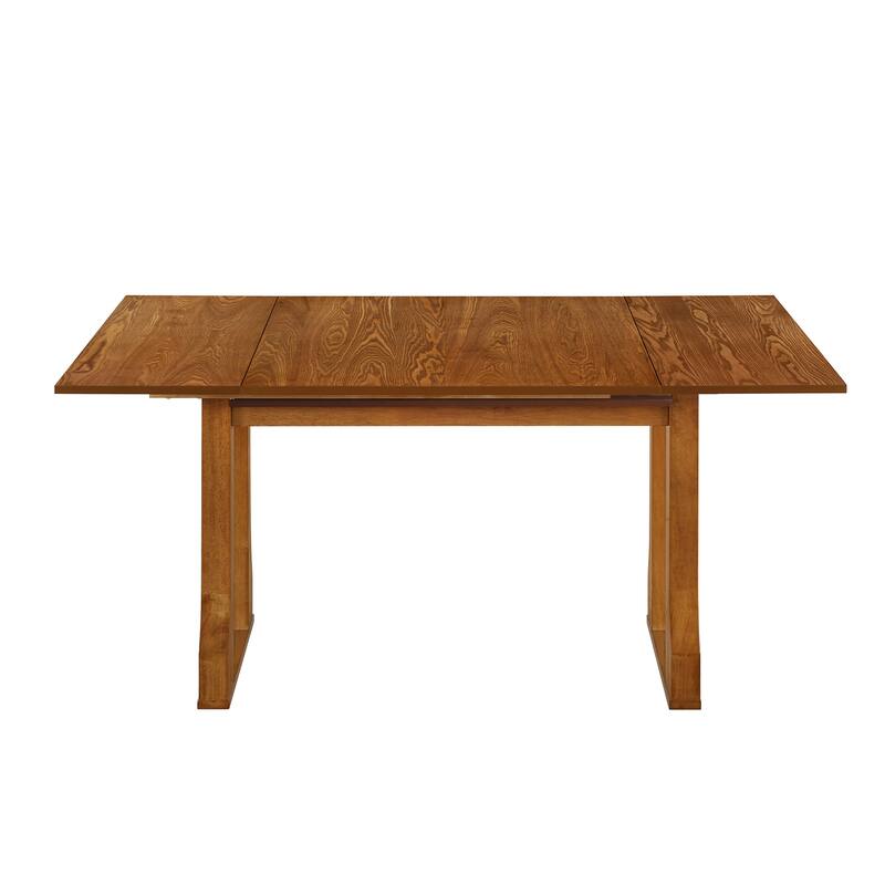 Roomfitters Modern 6-Piece 82.7" Extendable Dining Table Set with Wicker Back Chairs and Bench