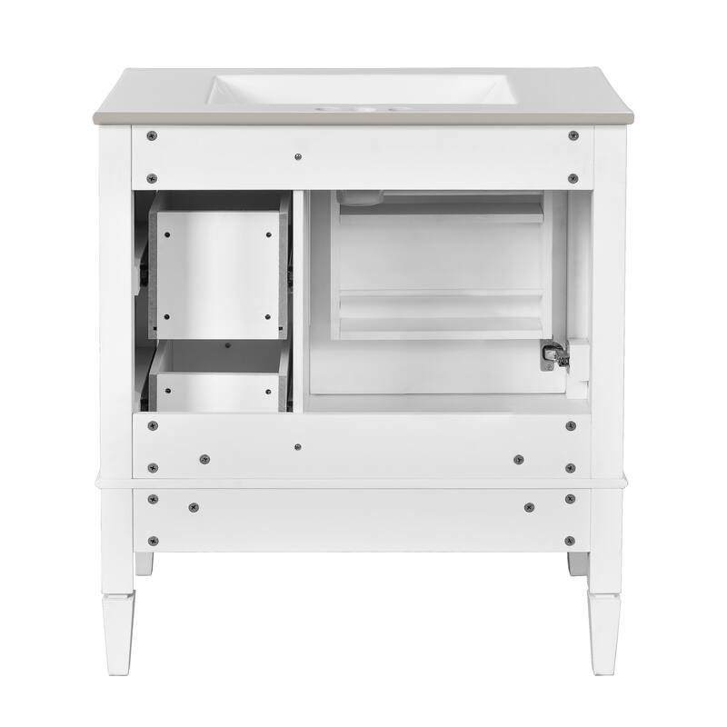 30'' Freestanding Bathroom Vanity with White Integrated Ceramic Sink - 30'' x 18.3'' x 33.78''