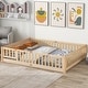 preview thumbnail 6 of 34, Queen size Floor Platform Bed with Fence Guardrails and Door