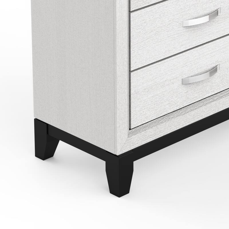 51" Tall Modern White Wood 5-drawer Storage Chest with Metal Pull