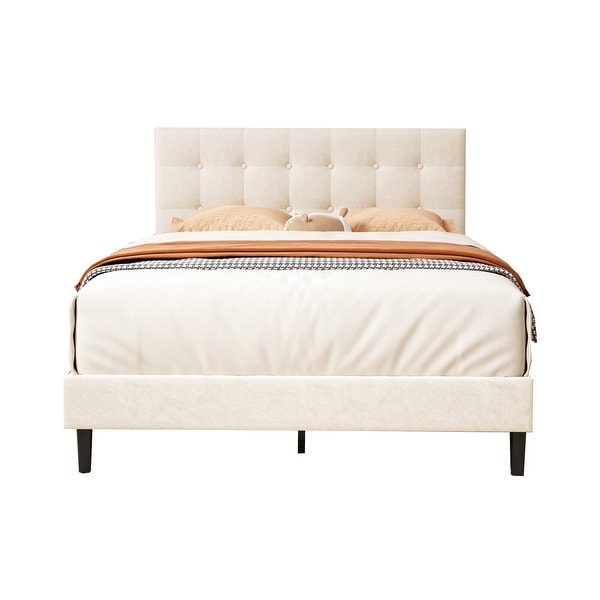 人気デザイナー Alazyhome On - Frame Bed Platform Upholstered Tufted Square パンツ