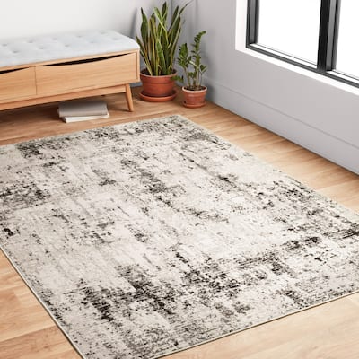Alexander Home Keara Abstract Marble Distressed Contemporary Rug