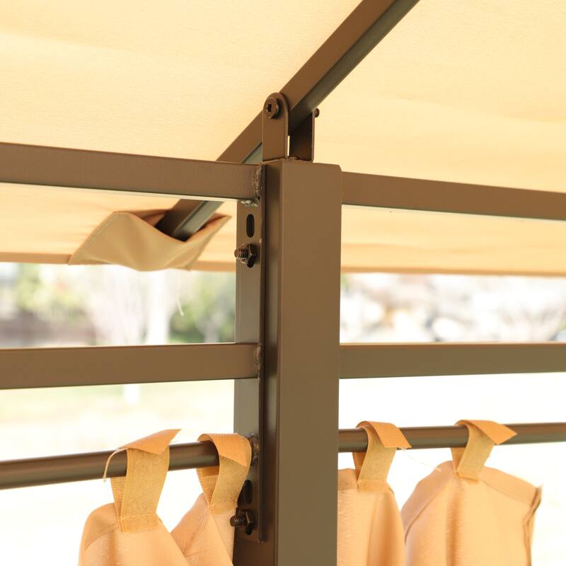 13 x 10 Outdoor Gazebo Canopy Tent With Ventilated Double Roof And Mosquito net for Lawn(Detachable Mesh Screen On All Sides)