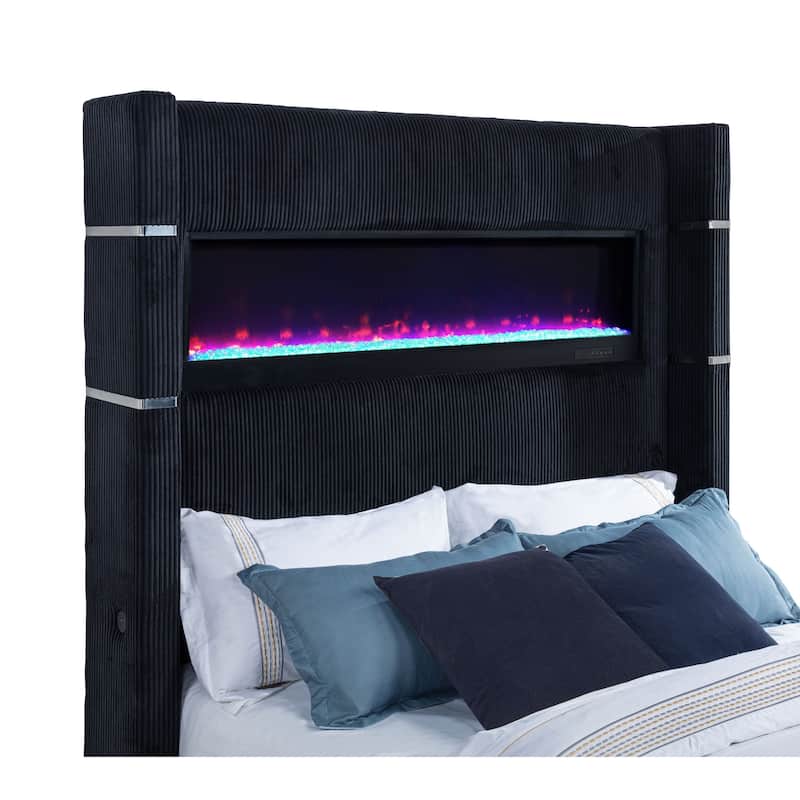 Tisdall Flame Visualizer Wingback TV Bed Black