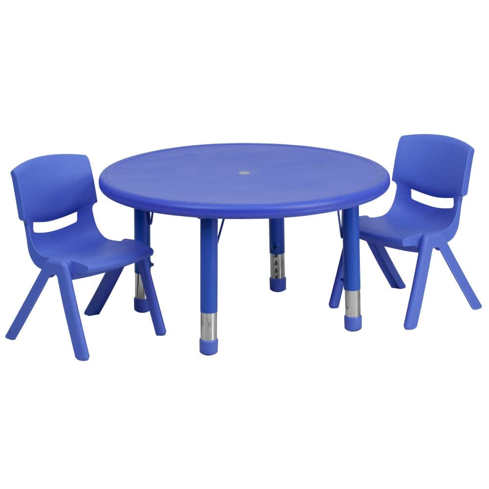 33" Round Plastic Height Adjustable Activity Table Set with Chairs