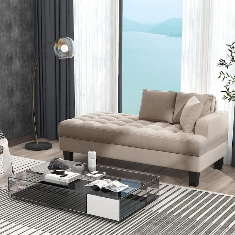 64" Fabric Chaise Lounge - 64.00" x 31.50" - Warm Grey
