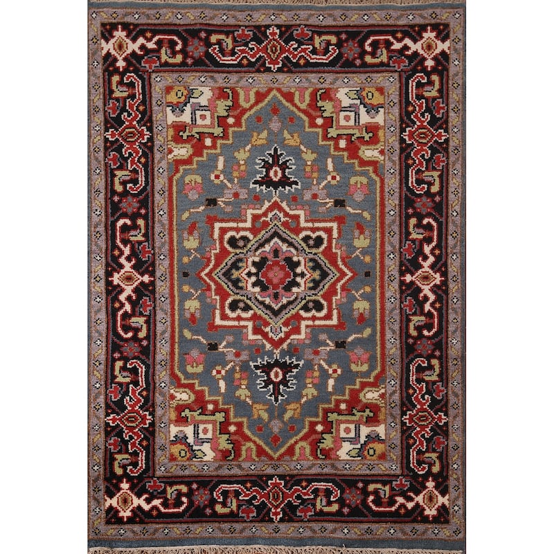 Heriz Serapi Indian Area Rug Handmade Wool Carpet - 3'11"x 5'9"