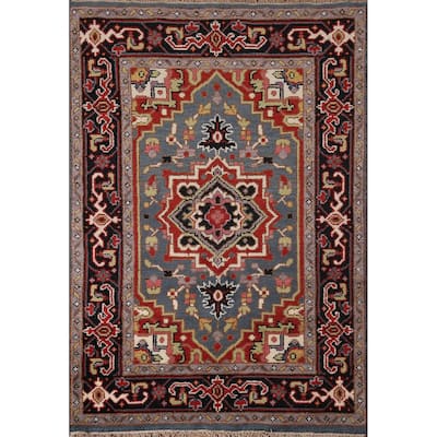 Heriz Serapi Indian Area Rug Handmade Wool Carpet - 3'11"x 5'9"