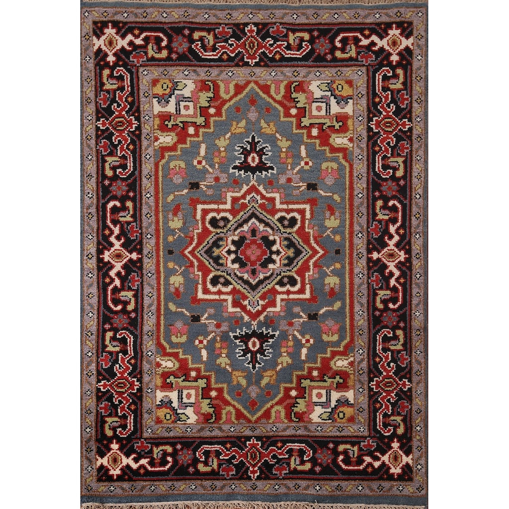 Heriz Serapi Indian Area Rug Handmade Wool Carpet - 3'11"x 5'9"