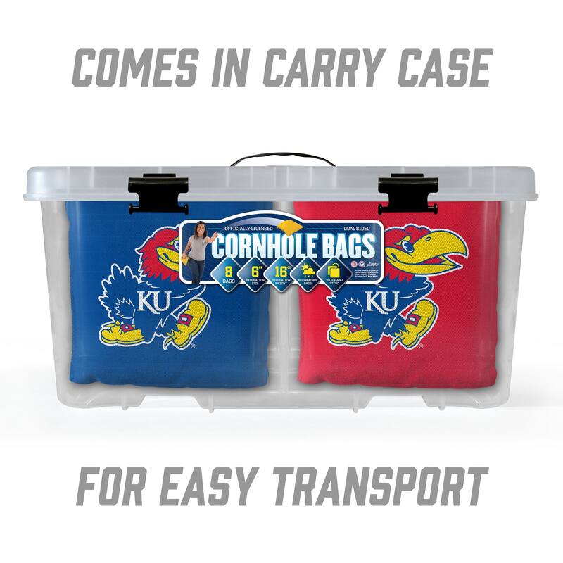 Kansas Jayhawks NCAA Dual Sided Pro Stop & Slide Cornhole Bags