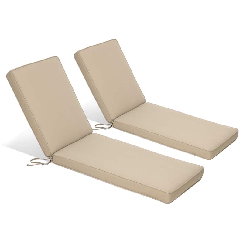 Aoodor Patio Chaise Lounger Cushions Set of 2, Olefin Fabric, Water-Resistant, 72x21x3 Inches(Only Cushions)