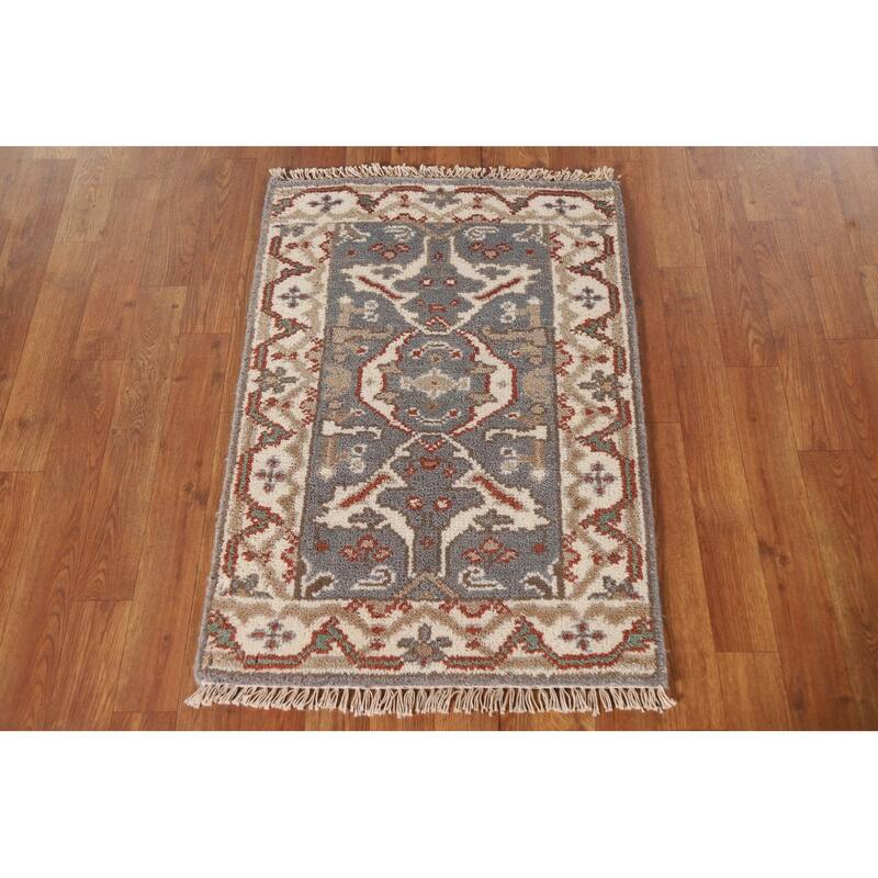 Grey Oushak Indian Area Rug Handmade Wool Carpet - 2'0"x 3'0"