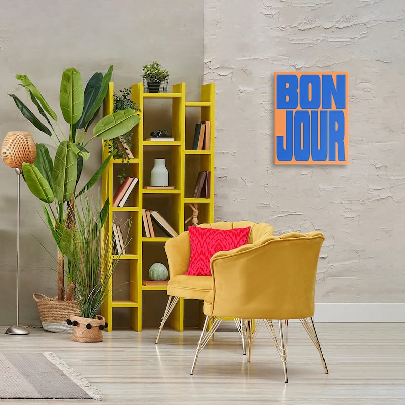 Stupell Bonjour Blue & Orange Canvas Wall Art Design By House of Lulu