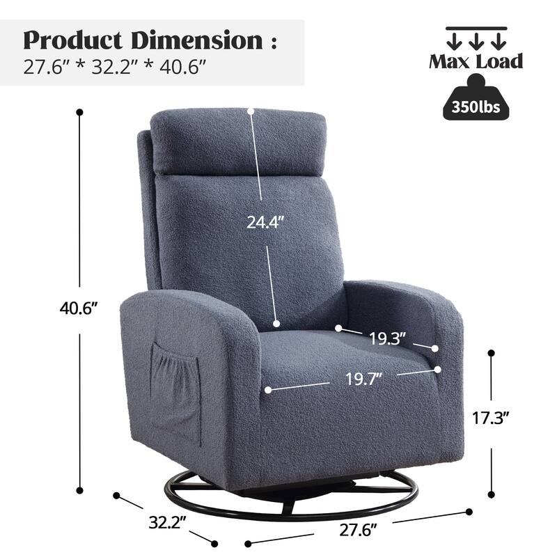 HOMYKA Swivel Glider Rocker Accent Chair for Nursery with Side Pocket Set of 2