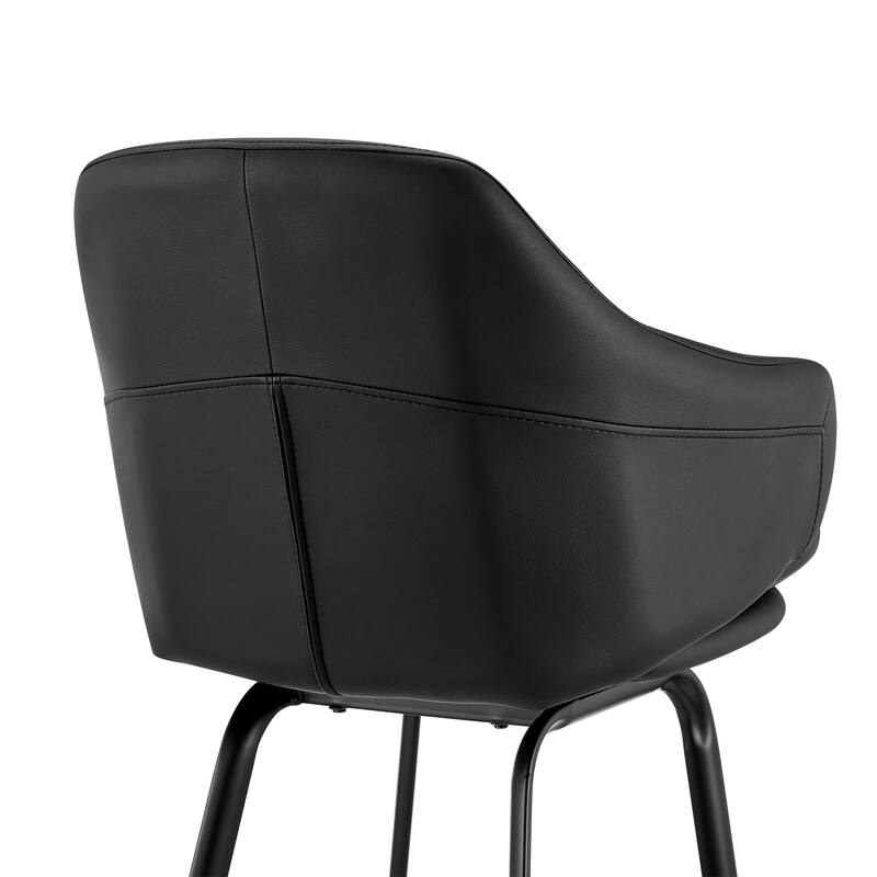 Brigden Faux Leather Upholstered Bar or Counter Swivel Stool - Black matte powder coating