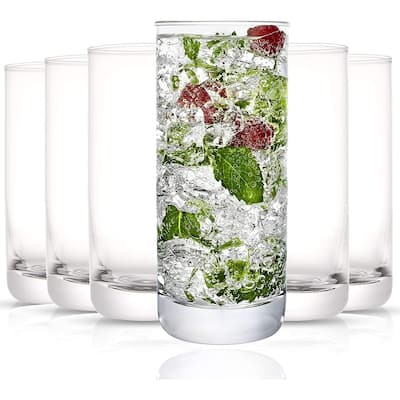 JoyJolt Faye 13 oz Highball Glasses Set of 6 Drinking Glasses