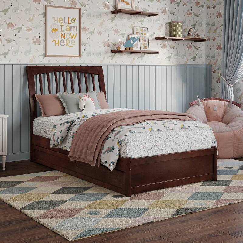 Roslyn Platform Bed with Panel Footboard and Twin Trundle