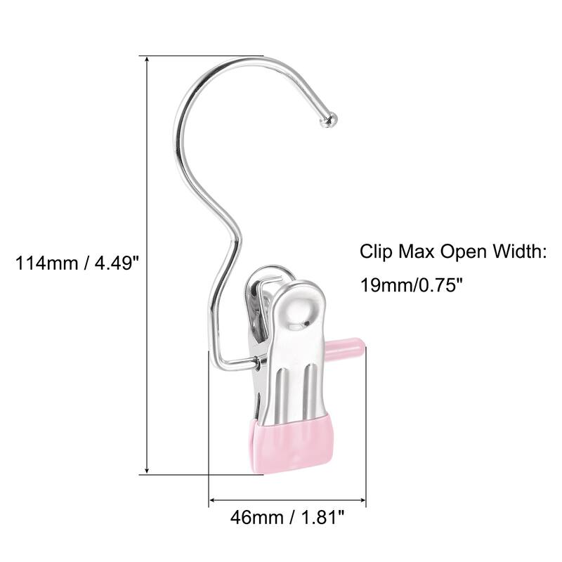 Uxcell Laundry Clips with Hook Metal Boot Hangers Chrome Plated - Pink