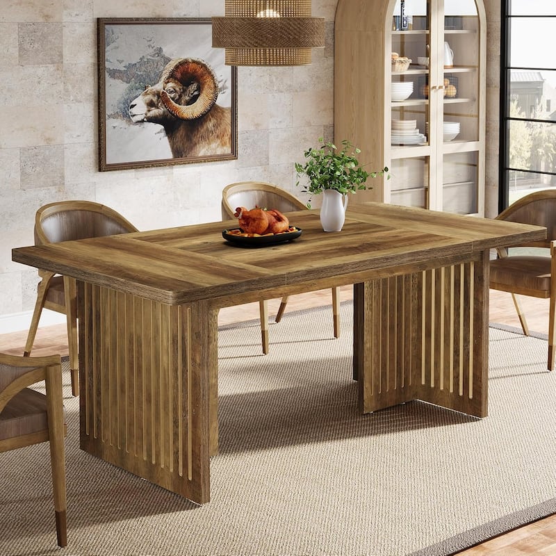 63 Inches Wood Dining Table for 4-6 People,Farmhouse Dinner Table for Dining Room