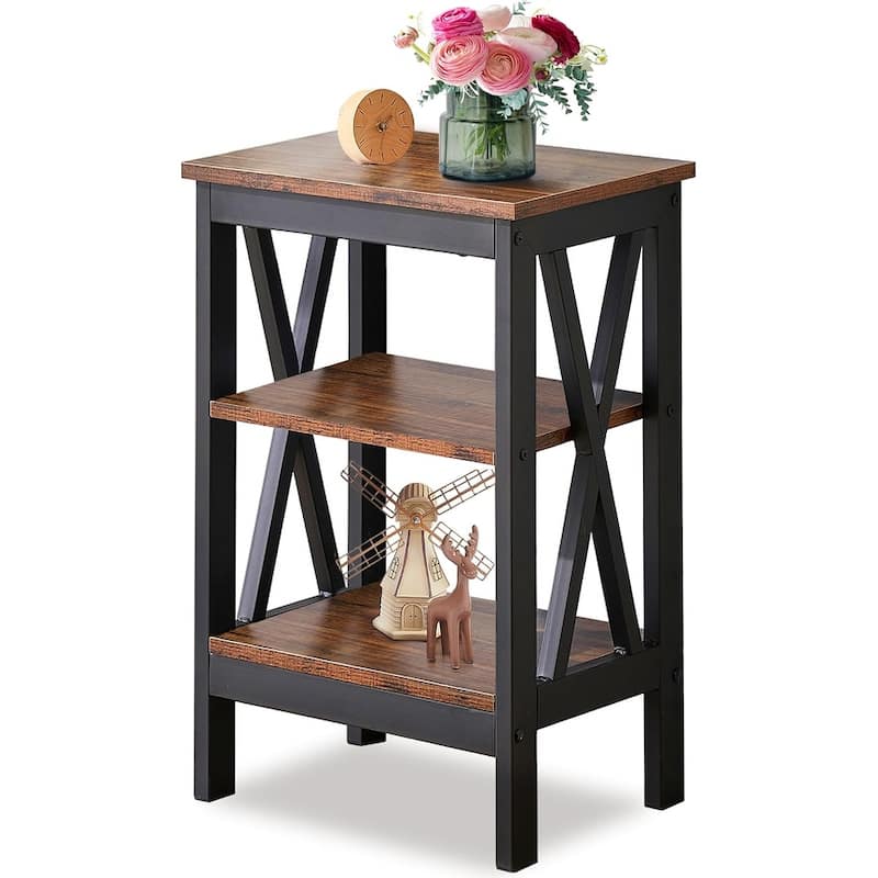 VECELO Modern Nightstand with 3-tier Storage Shelves