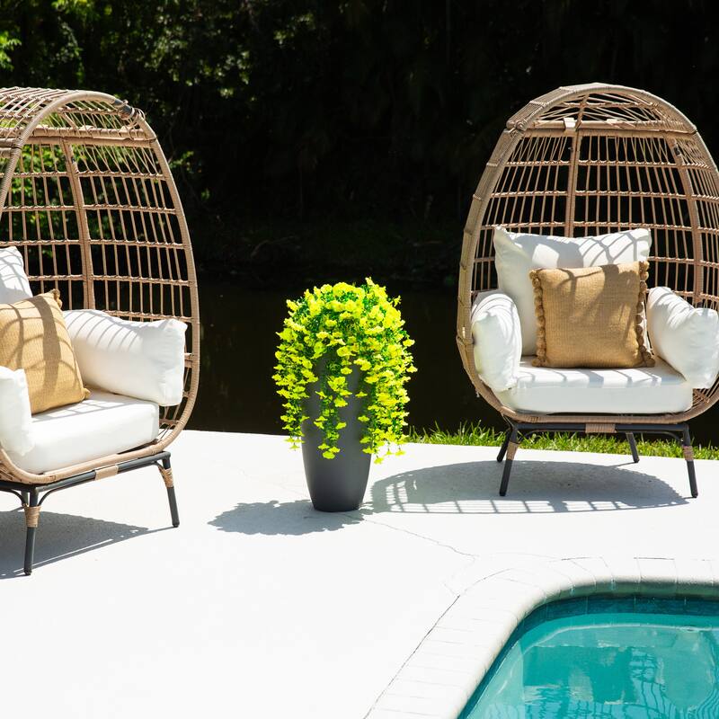 30-in UV Resistant Artificial Morning Glory Hanging Plant - Set of 6