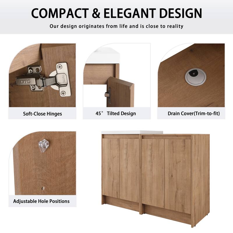 Malwee 24"/48"/72" Bathroom Vanity with Sink, FreeStanding Vanity with Soft Close Door and Adjustable Shelf