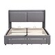 preview thumbnail 17 of 16, Modern Queen Size Upholstered Hydraulic Platform Bed with 2 Drawers - Large Storage Space, Metal Construction