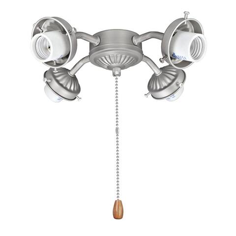 Aspen Creative Four-Light Ceiling Fan Fitter Light Kit with Pull Chain, 9" Wide, Brushed Nickel - BRUSHED NICKEL