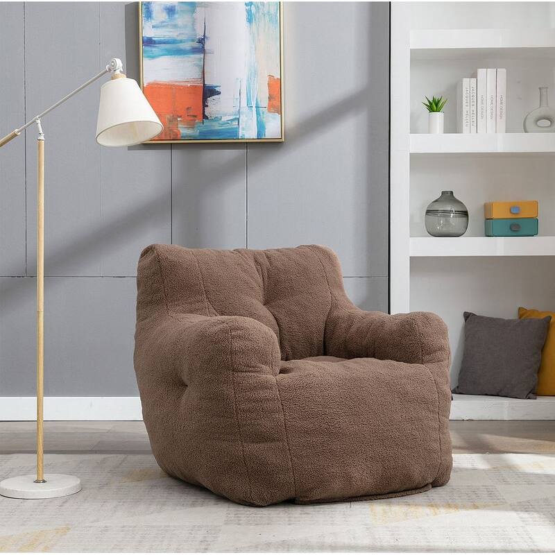 Soft Teddy Cloth Bean Bag Chair Tufted Foam Filling