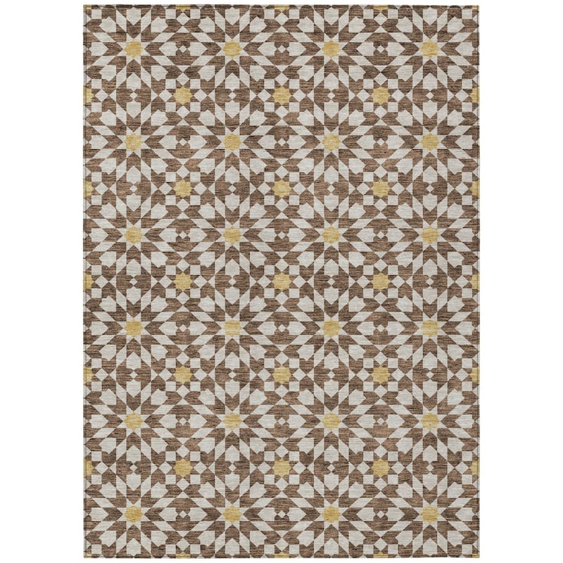 HomeRoots Floral Medallion Transitional Rectangle Outdoor Rug