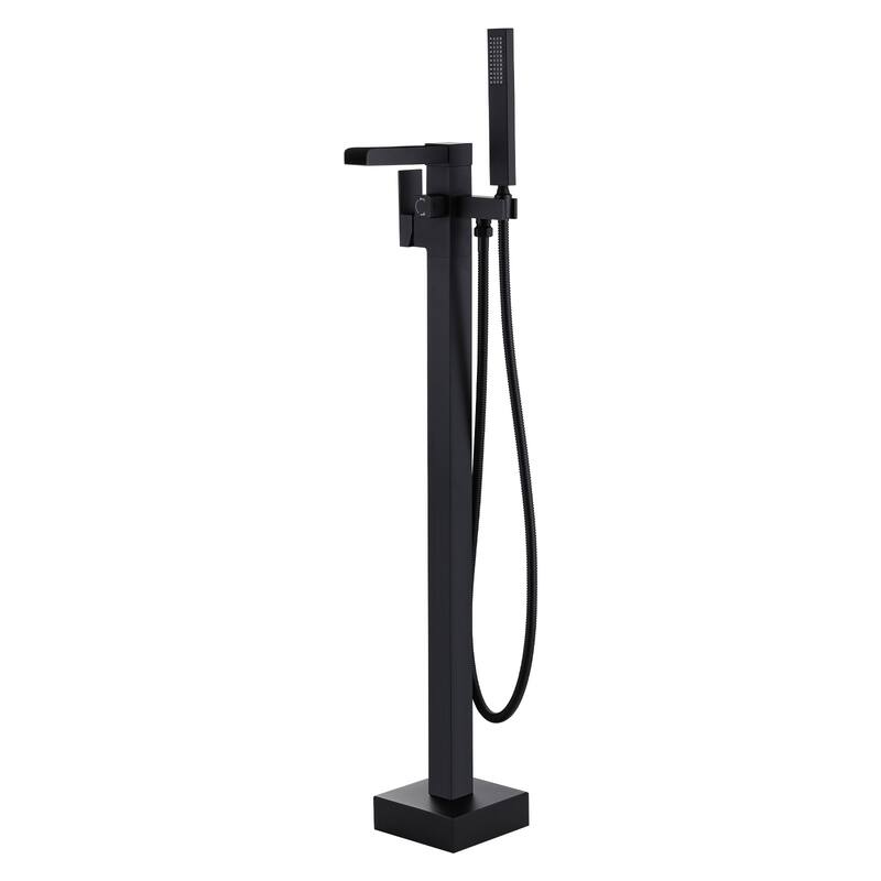 WOWOW Single Handle Freestanding Bathtub Faucet with Handheld Shower - Matte Black
