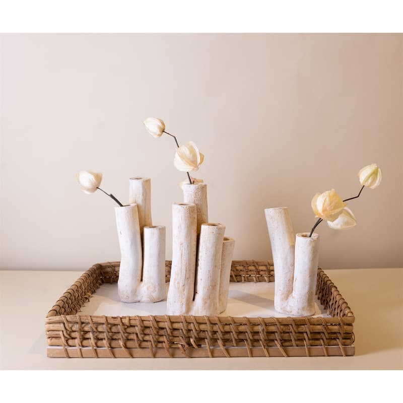 Med Coral Planter White Ivory 4"X4"x6"- ST - White Ivory - White Ivory