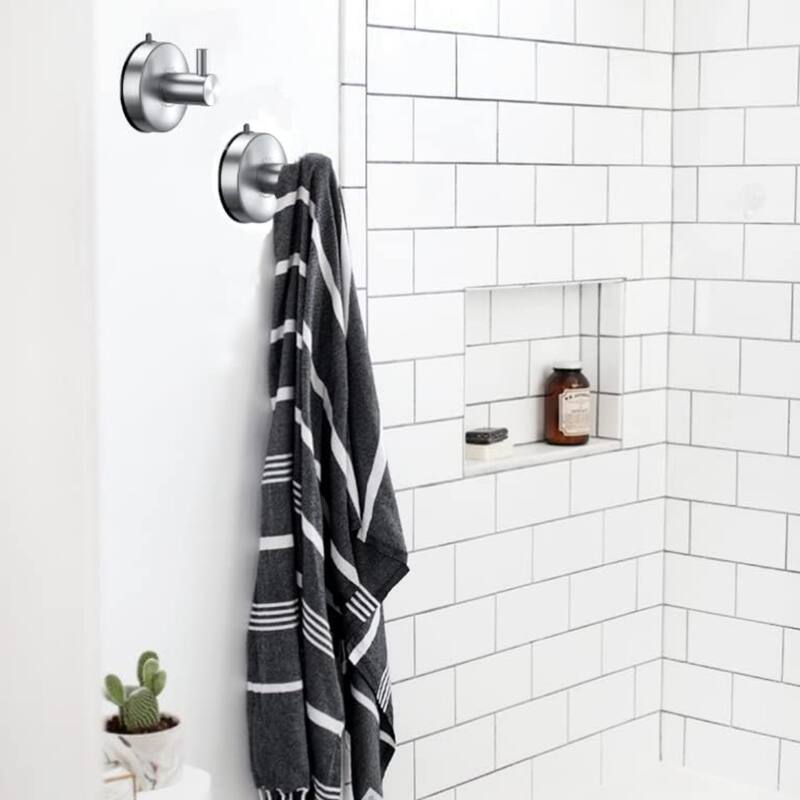 Bathroom Suction Cup Hooks 4 Piece Set 304 Stainless Steel 15lb Shower Hooks
