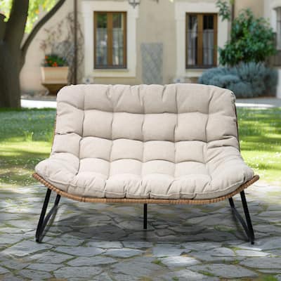 VredHom Double Papasan Chair Loveseat with Cushion for Indoor Outdoor
