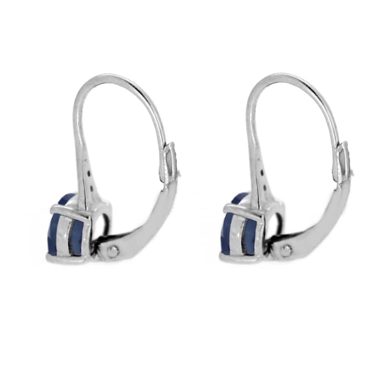 925 Sterling Silver Indian Blue Sapphire and Diamond Earrings