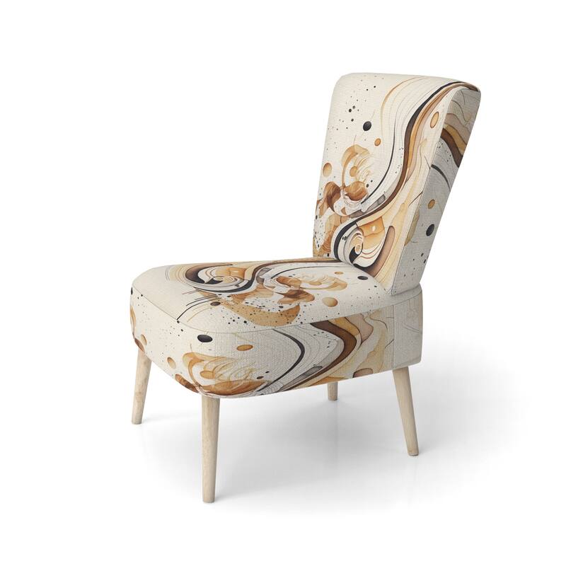 Designart "Brown And Black Movement IV" Upholstered Modern & Contemporary Accent Chair and Modern & Contemporary Arm Chair