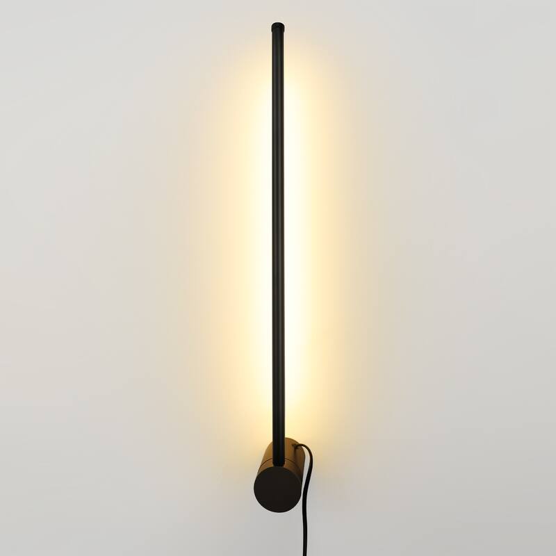 Modern Minimalist Style Black LED Plug-in Long Strip Wall Sconce