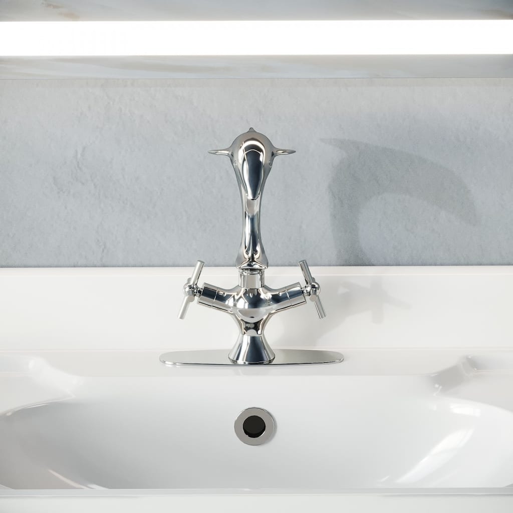 Chrome Dolphin Faucet Single Hole Widespread Plate Renovators Supply