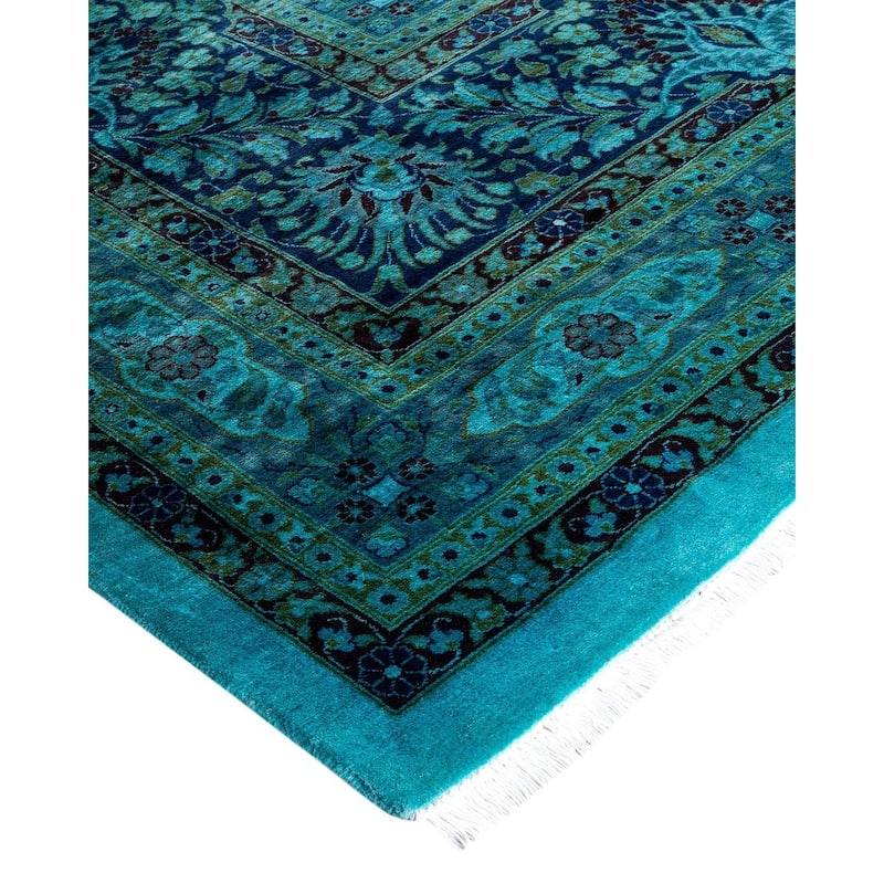 Overdyed, One-of-a-Kind Handmade Area Rug - Blue - 12' 3" x 17' 6"