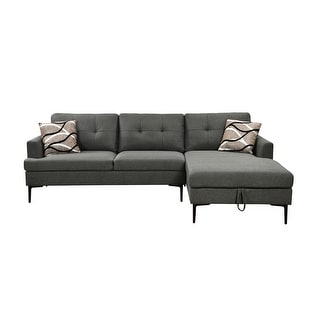 Dark Gray Sectional Sofa Living Room Sofa Sets with Storage & Pillow ...