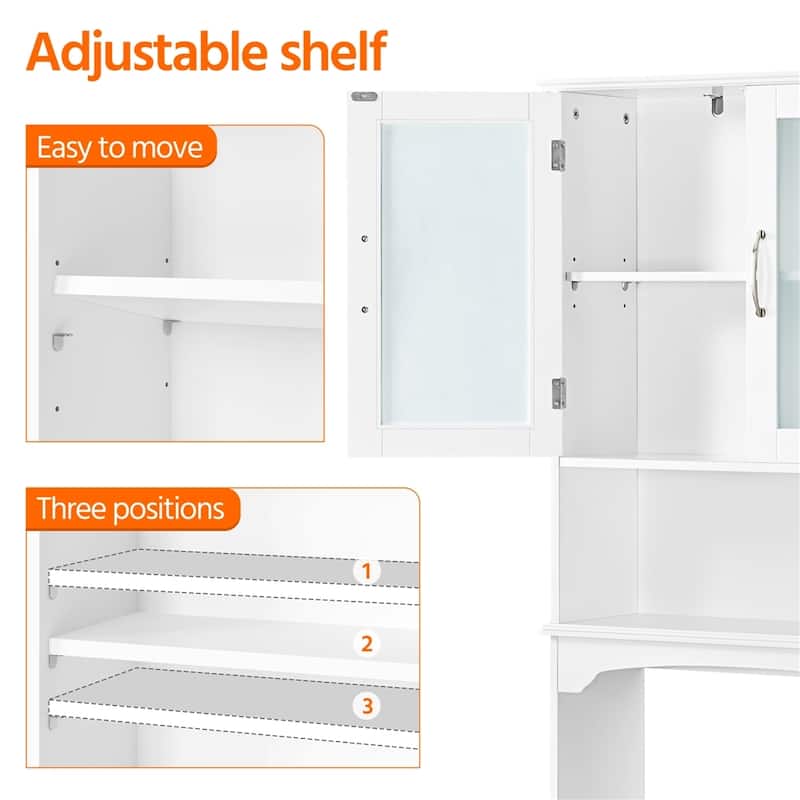 Yaheetech Bathroom Organizer Over The Toilet,2-Door,1 Open-Shelf