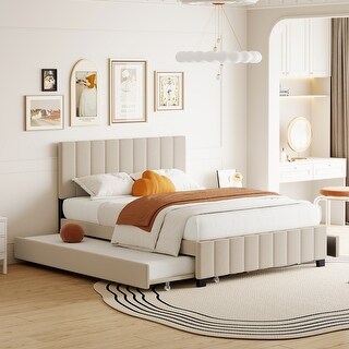 Merax Queen Size Velvet Upholstered Platform Bed with 2 Drawers and 1 ...
