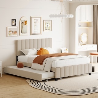 Homfa Queen Size 4 Storage Drawers Bed Frame, Square Tufted