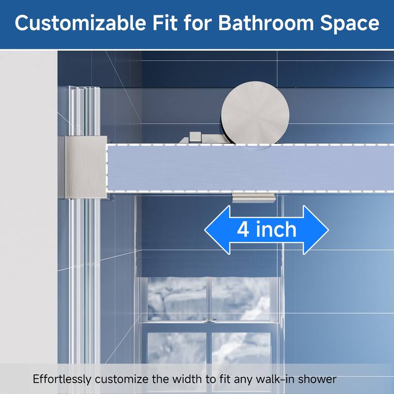 60 in. W x 72 in. H Sliding Semi-Frameless Shower Door with Tempered Glass - 60" x 72"