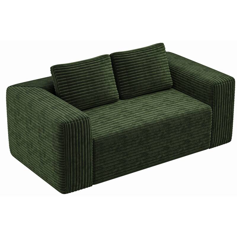 Anmytek Green Corduroy 2-Seater Memory Foam Sofa in a Box Easy Transport No Assembly
