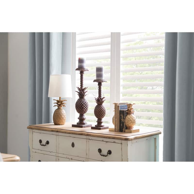 Resin Pineapple Table Lamp with Linen Shade, Distressed